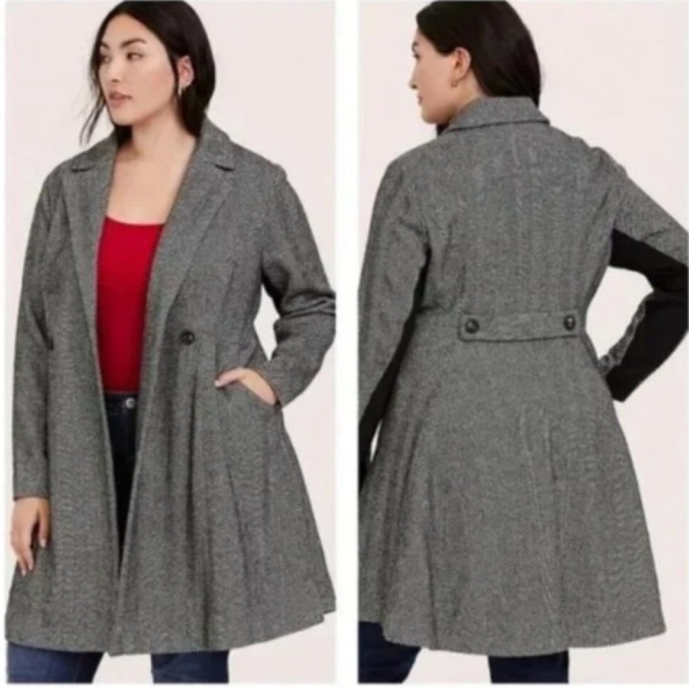 TORRID Fit & Flare Herringbone Coat Jacket Peacoat Plus Size 2X - Picture 3 of 15